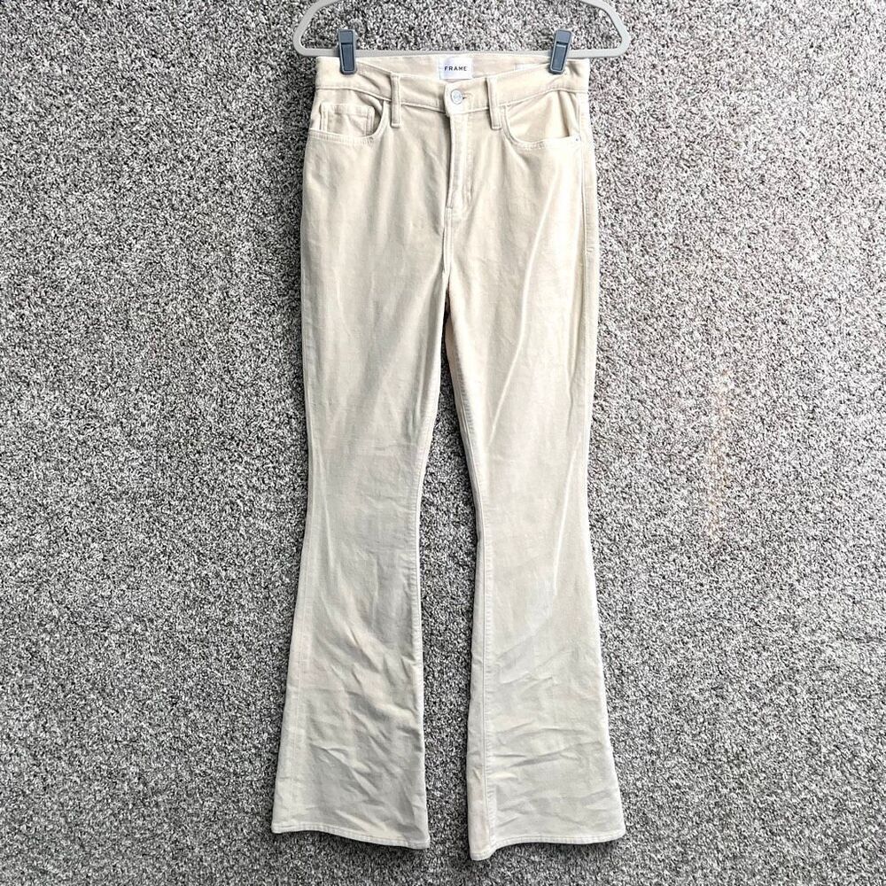 Frame Pants Women’s 28 Ivory Cream‎ Velveteen Le High Flare